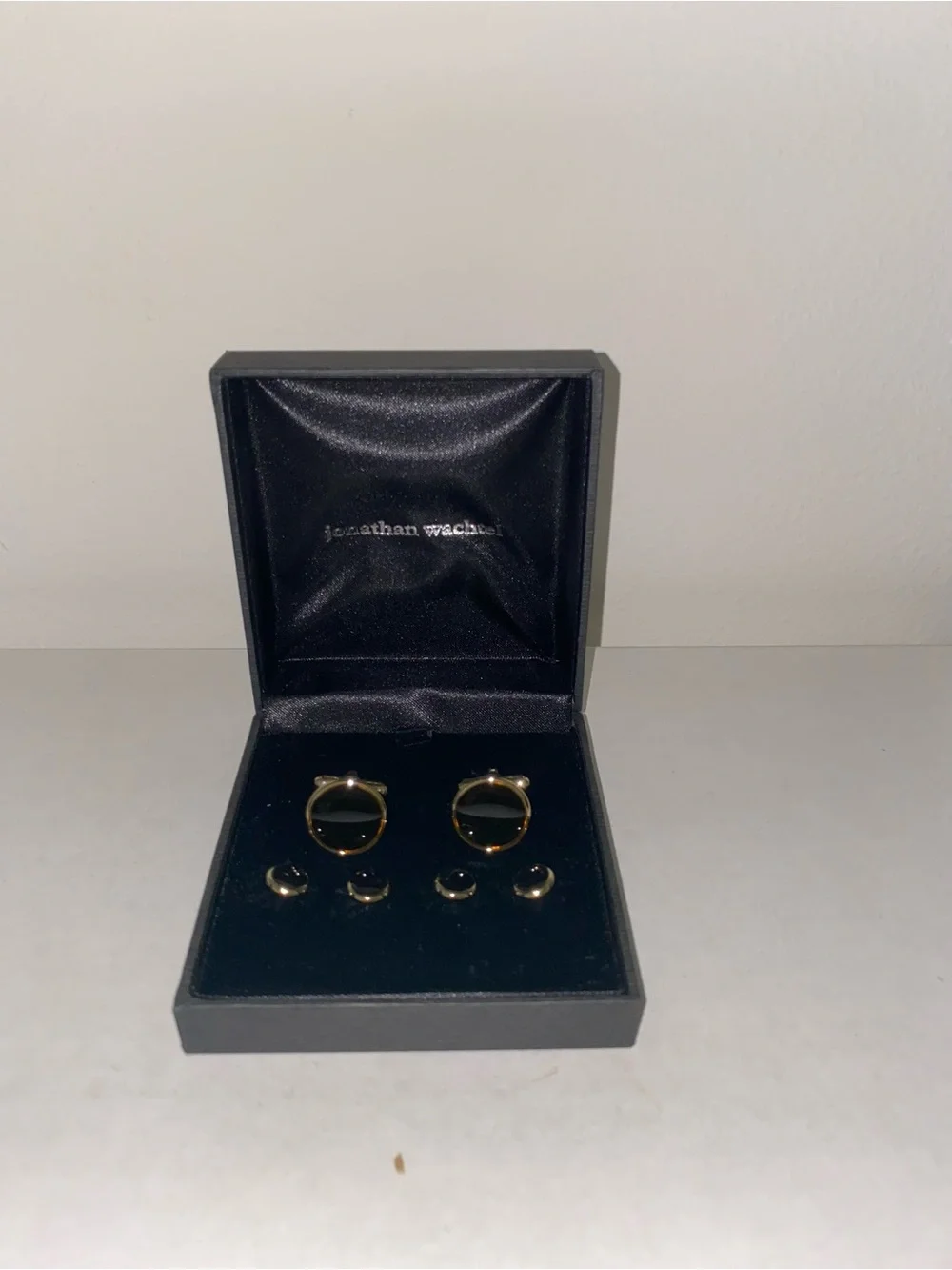 Jonathan Wachtel Men's Gold & Black Cufflink and Stud Set